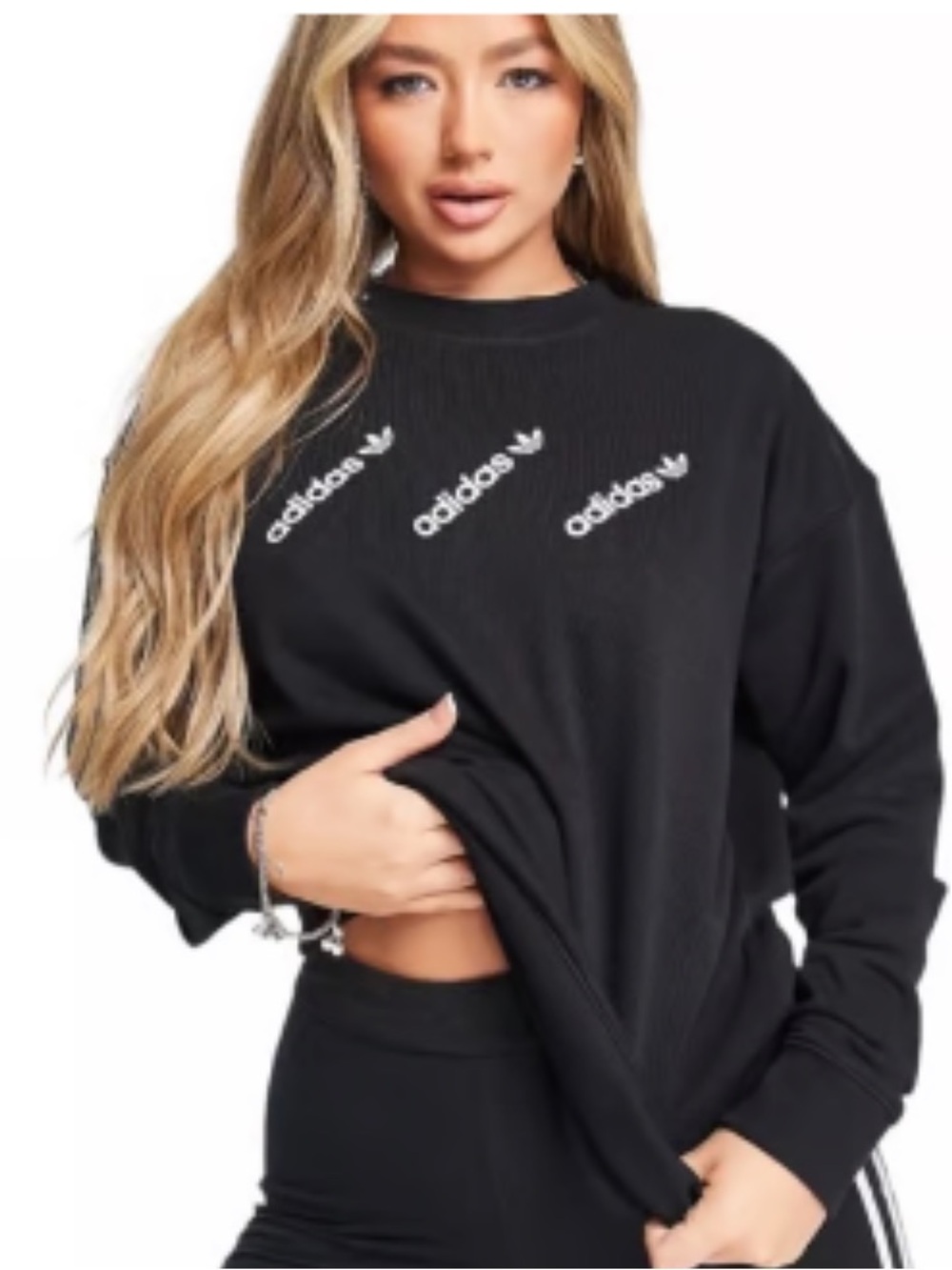 adidas Originals Logomania triple logo sweatshirt in black